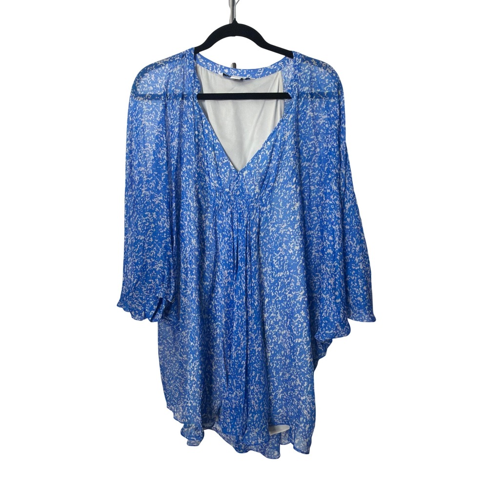 Diane von Furstenberg Fleurette Dress Blue Silk Chiffon Abstract